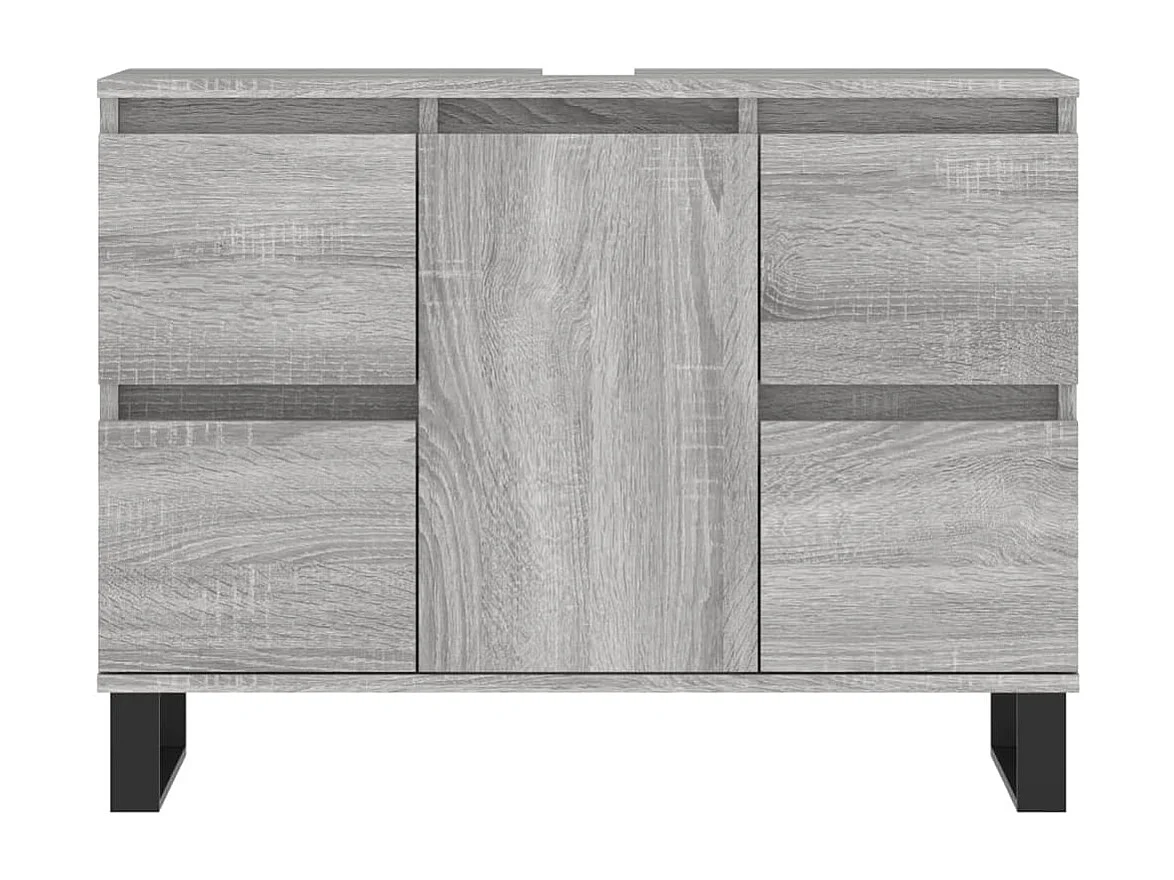 Badkamerkast 80x33x60 cm bewerkt hout grijs sonoma eikenkleurig