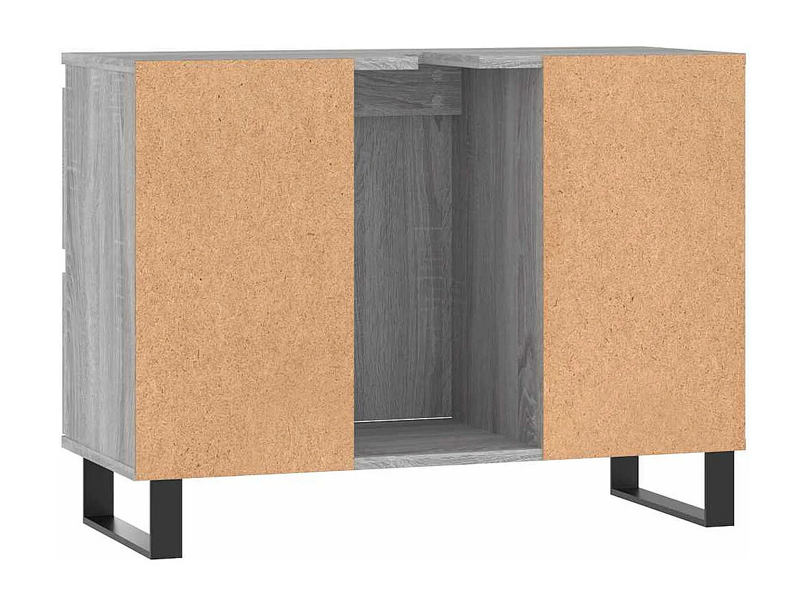 Badkamerkast 80x33x60 cm bewerkt hout grijs sonoma eikenkleurig