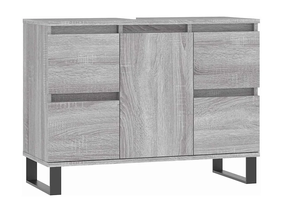 Mobile da Bagno Grigio Sonoma 80x33x60 cm in Legno Multistrato