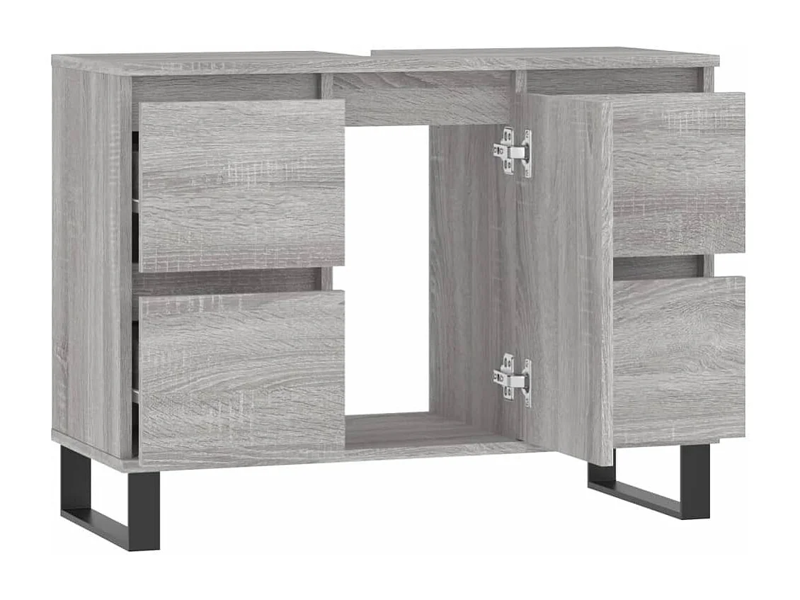 Mobile da Bagno Grigio Sonoma 80x33x60 cm in Legno Multistrato