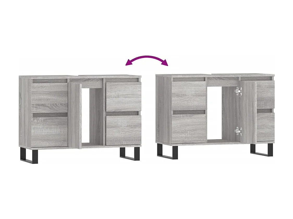 Mobile da Bagno Grigio Sonoma 80x33x60 cm in Legno Multistrato