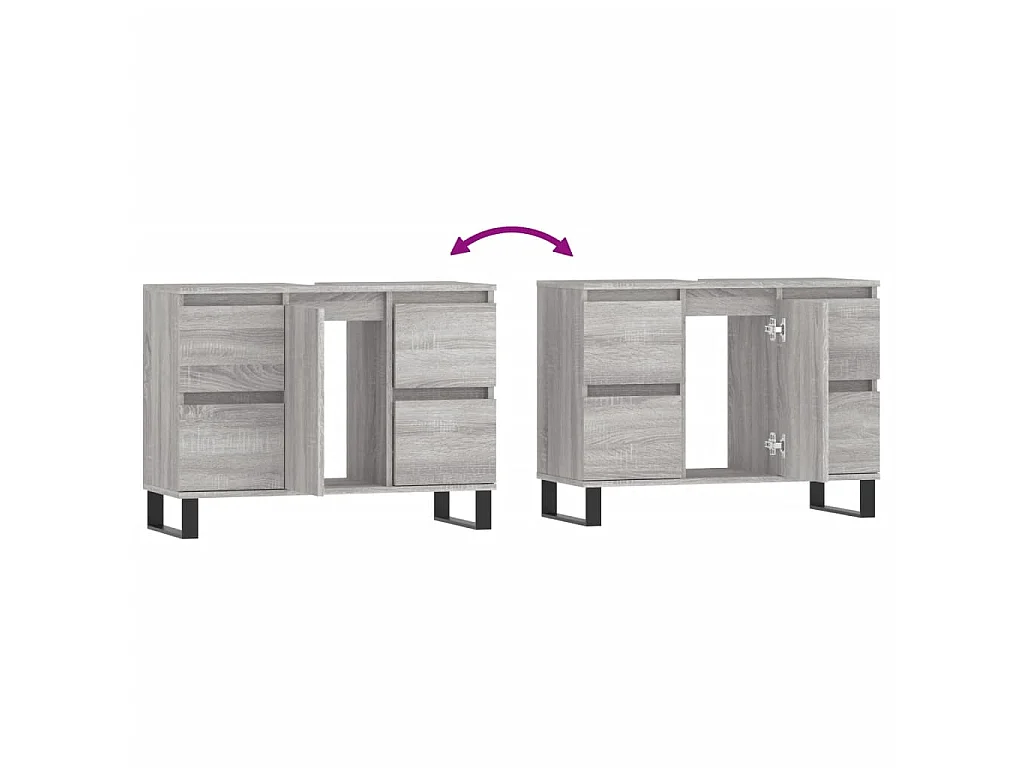 Mobile da Bagno Grigio Sonoma 80x33x60 cm in Legno Multistrato
