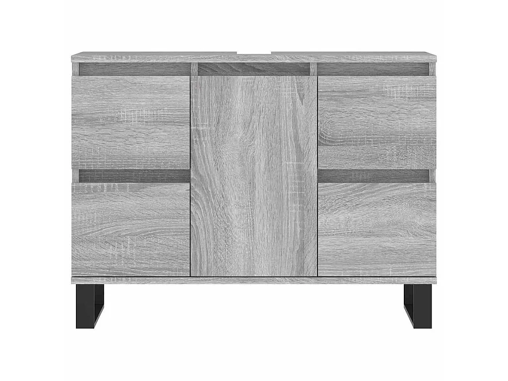 Badkamerkast 80x33x60 cm bewerkt hout grijs sonoma eikenkleurig