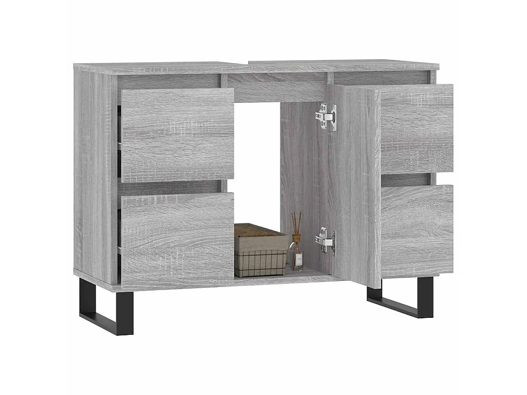 Badkamerkast 80x33x60 cm bewerkt hout grijs sonoma eikenkleurig