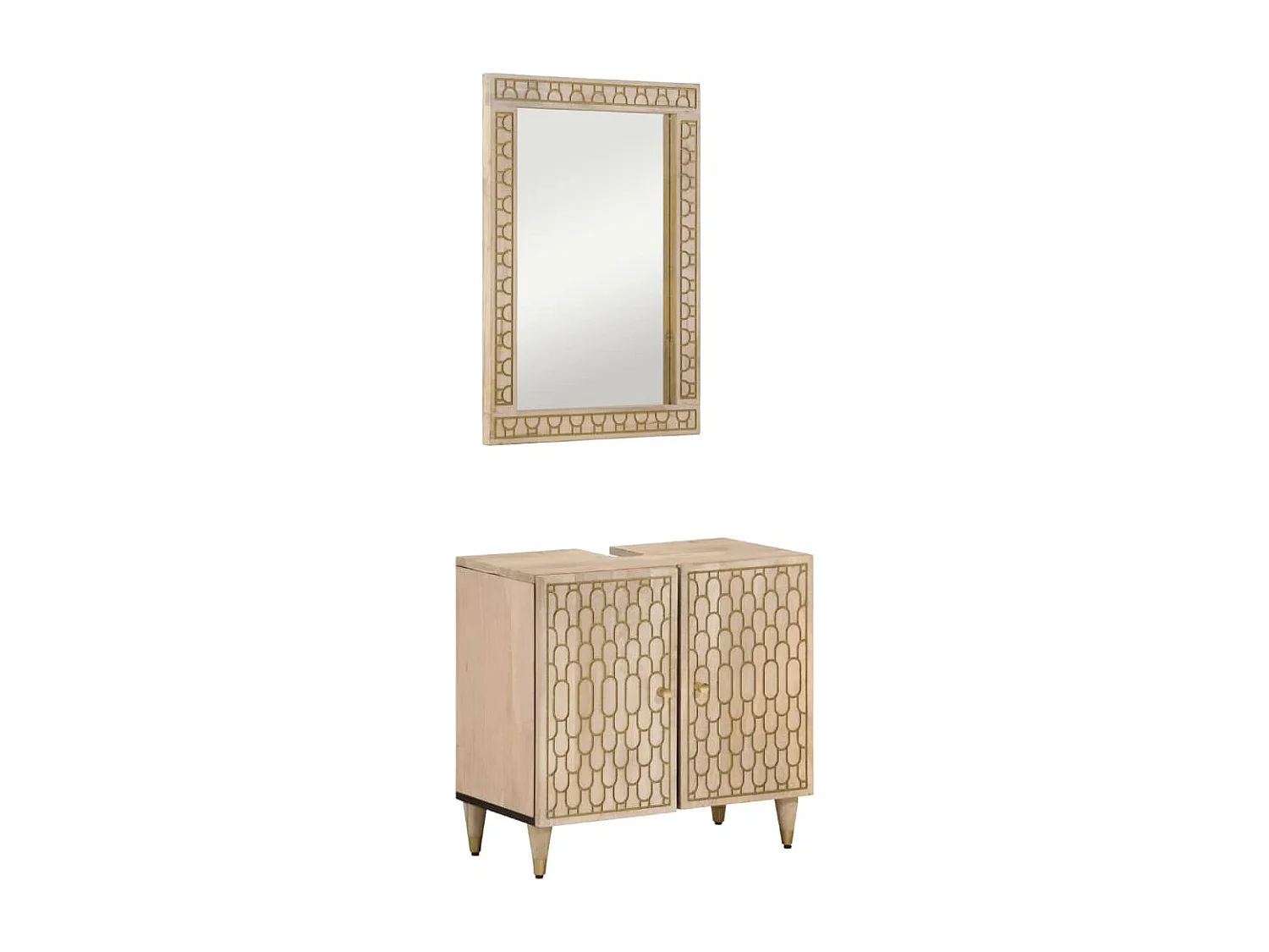 Conjunto de muebles de baño 2 piezas madera maciza de mango