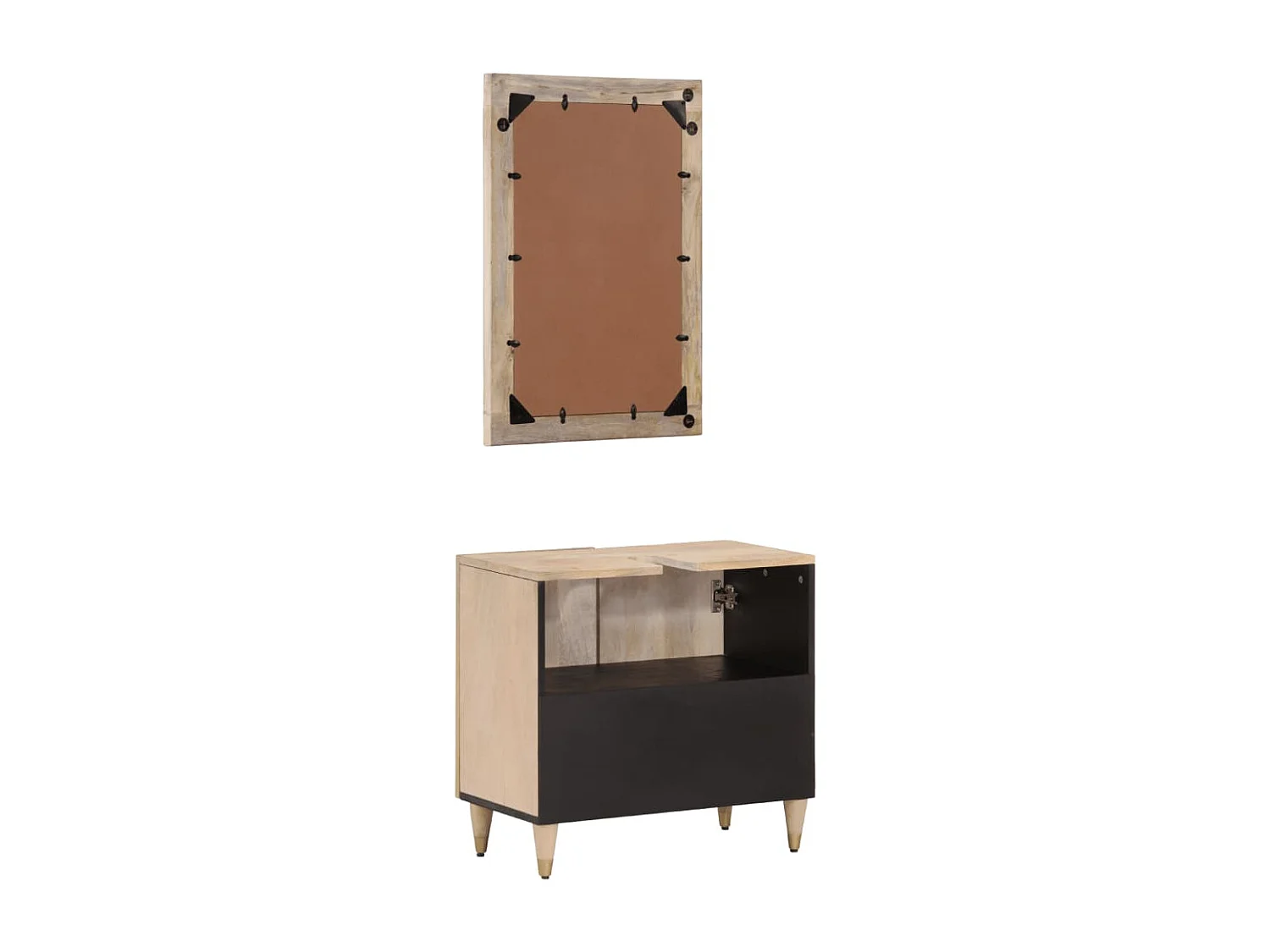 Conjunto de muebles de baño 2 piezas madera maciza de mango