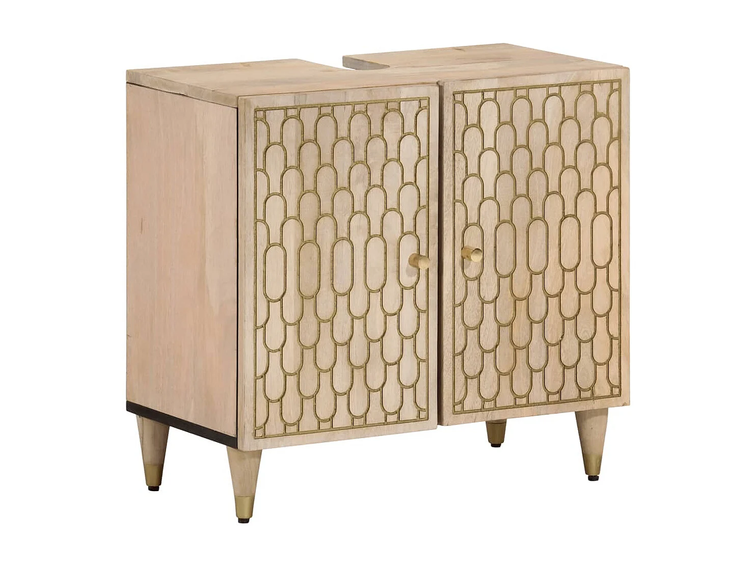 Conjunto de muebles de baño 2 piezas madera maciza de mango