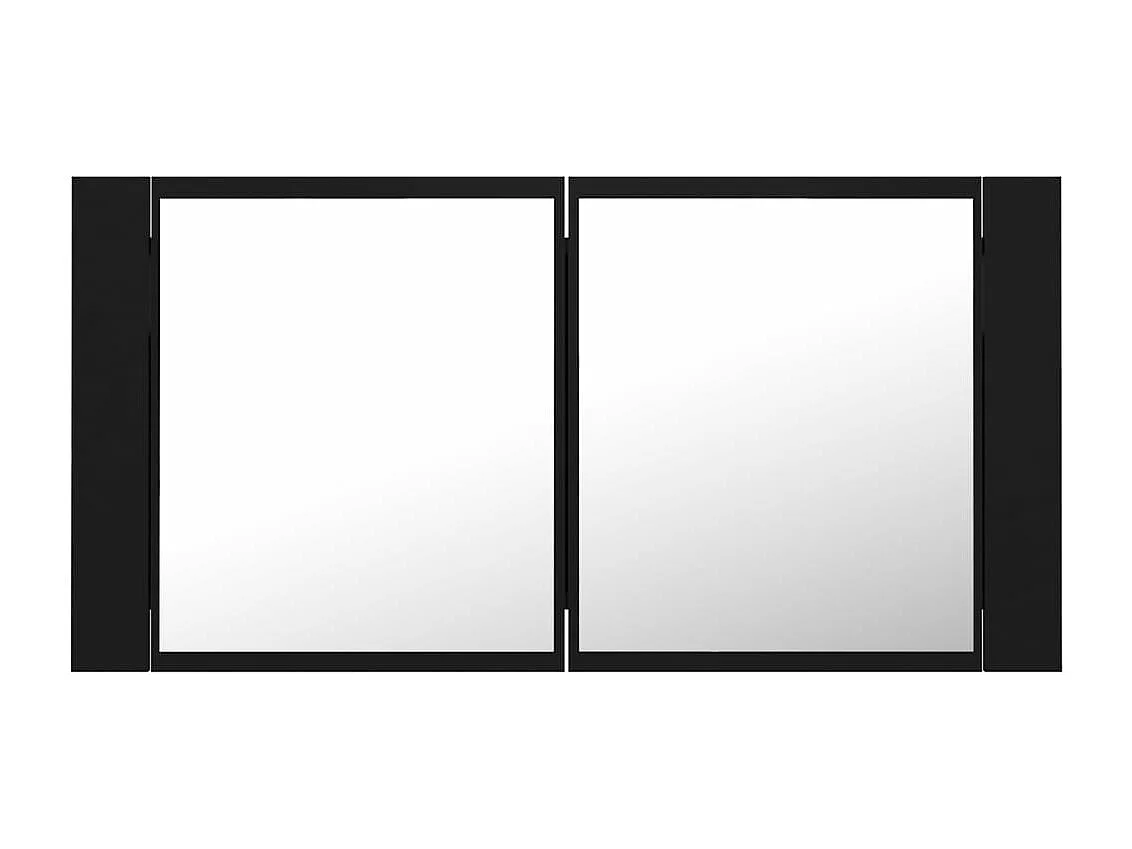 Badkamerkast met spiegel en LED 90x12x45 cm acryl zwart