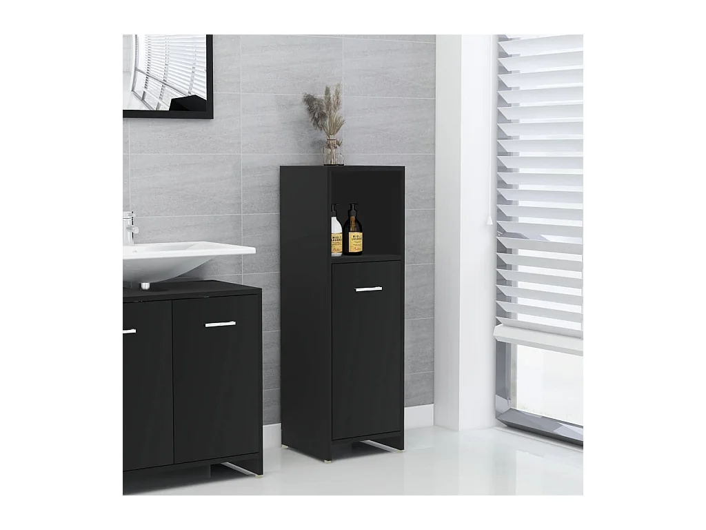 Armoire de salle de bain Noir 30x30x95 cm Bois d'ingénierie