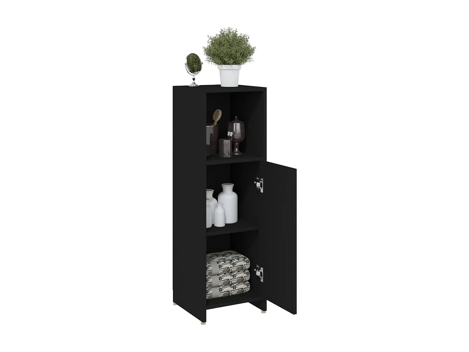Mobile da Bagno Nero 30x30x95 cm in Legno Multistrato