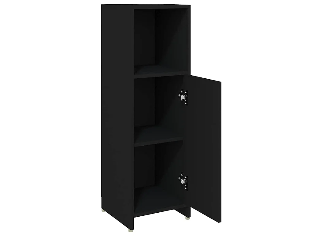 Badezimmerschrank Schwarz 30x30x95 cm Holzwerkstoff