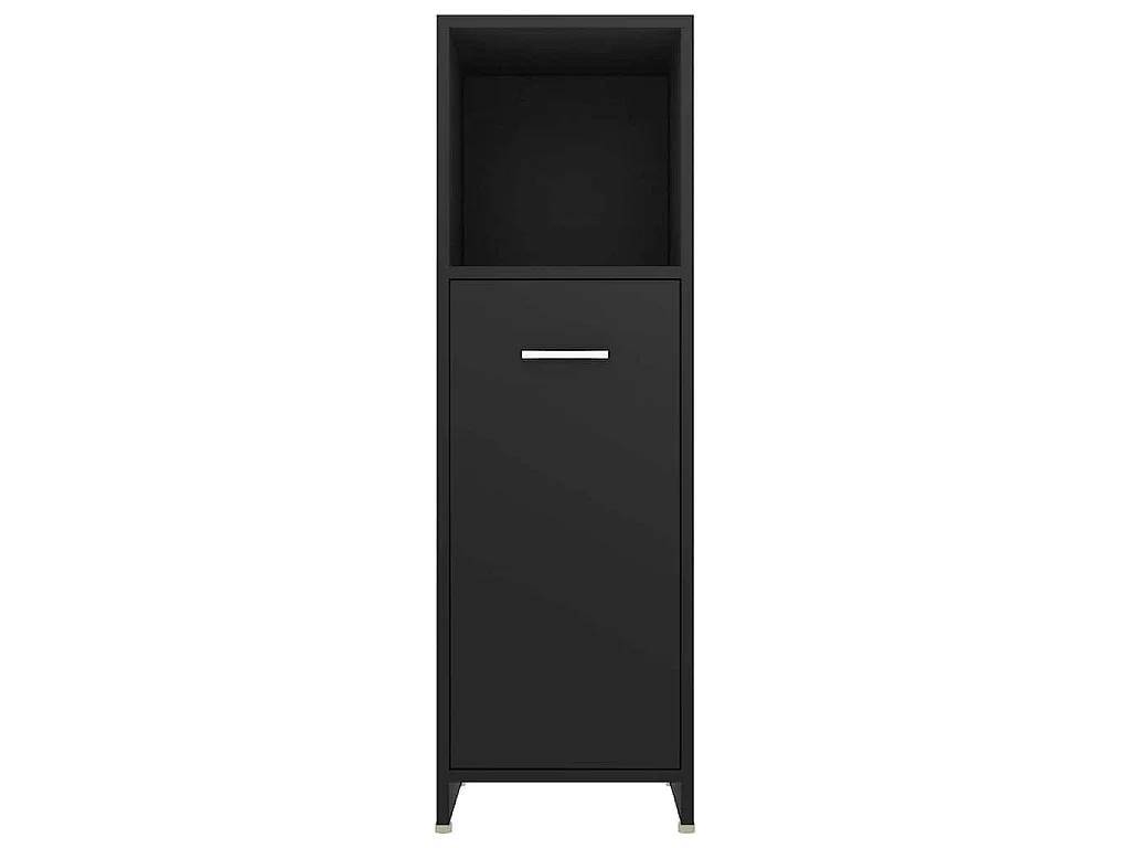 Badezimmerschrank Schwarz 30x30x95 cm Holzwerkstoff