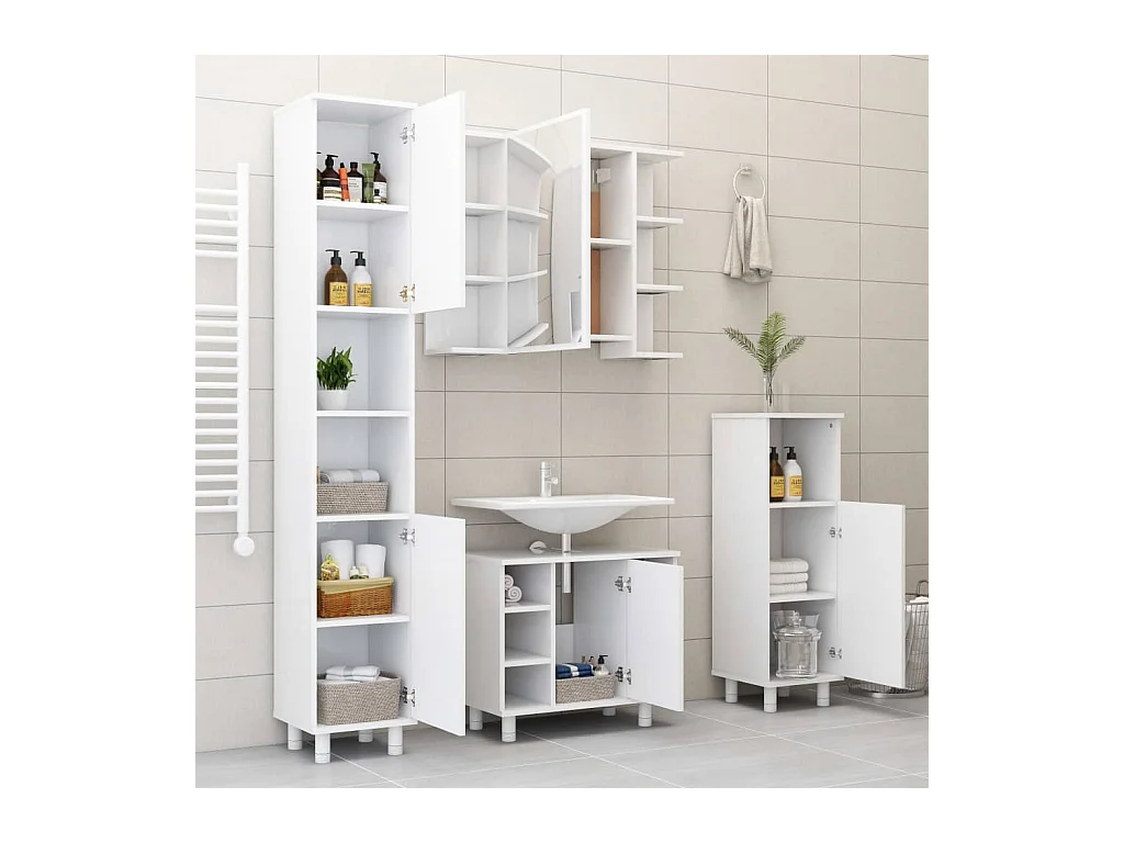 Bad-Spiegelschrank Weiß 80x20,5x64 cm Holzwerkstoff