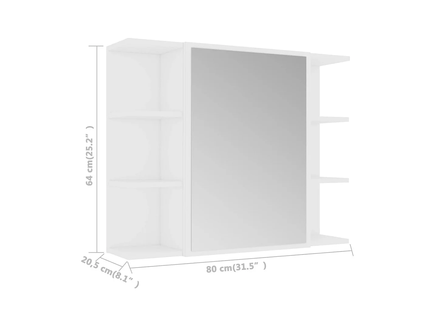 Bad-Spiegelschrank Weiß 80x20,5x64 cm Holzwerkstoff