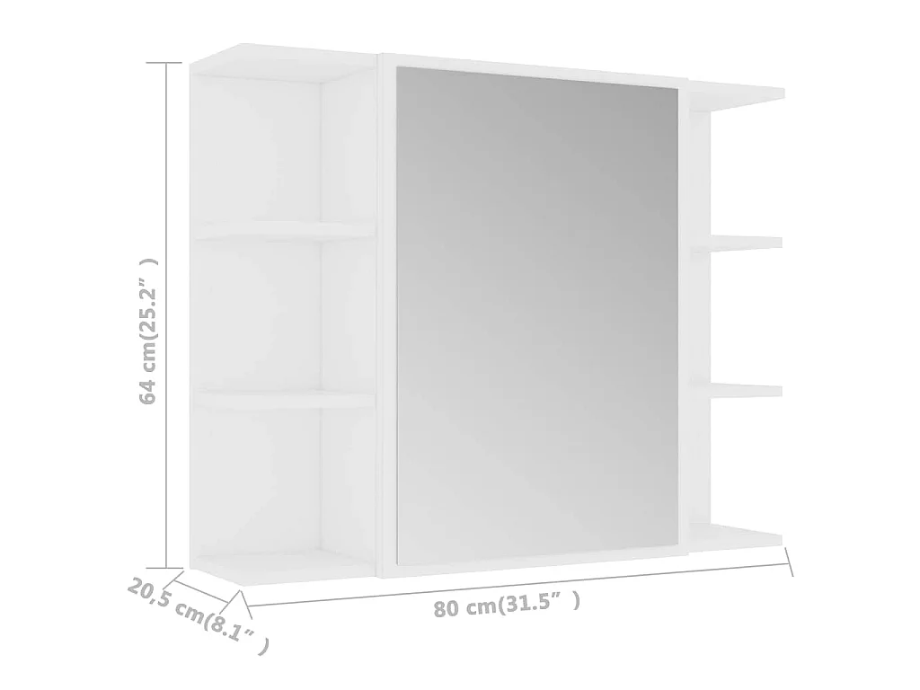 Armoire à miroir de salle de bain Blanc Bois d’ingénierie