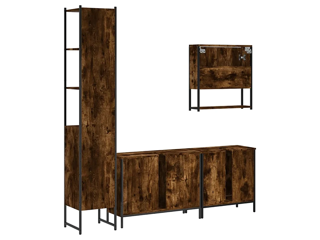 4-tlg. Badmöbel-Set Räuchereiche Holzwerkstoff