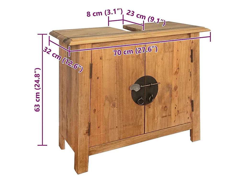 Conjunto móveis casa de banho pinho maciço
