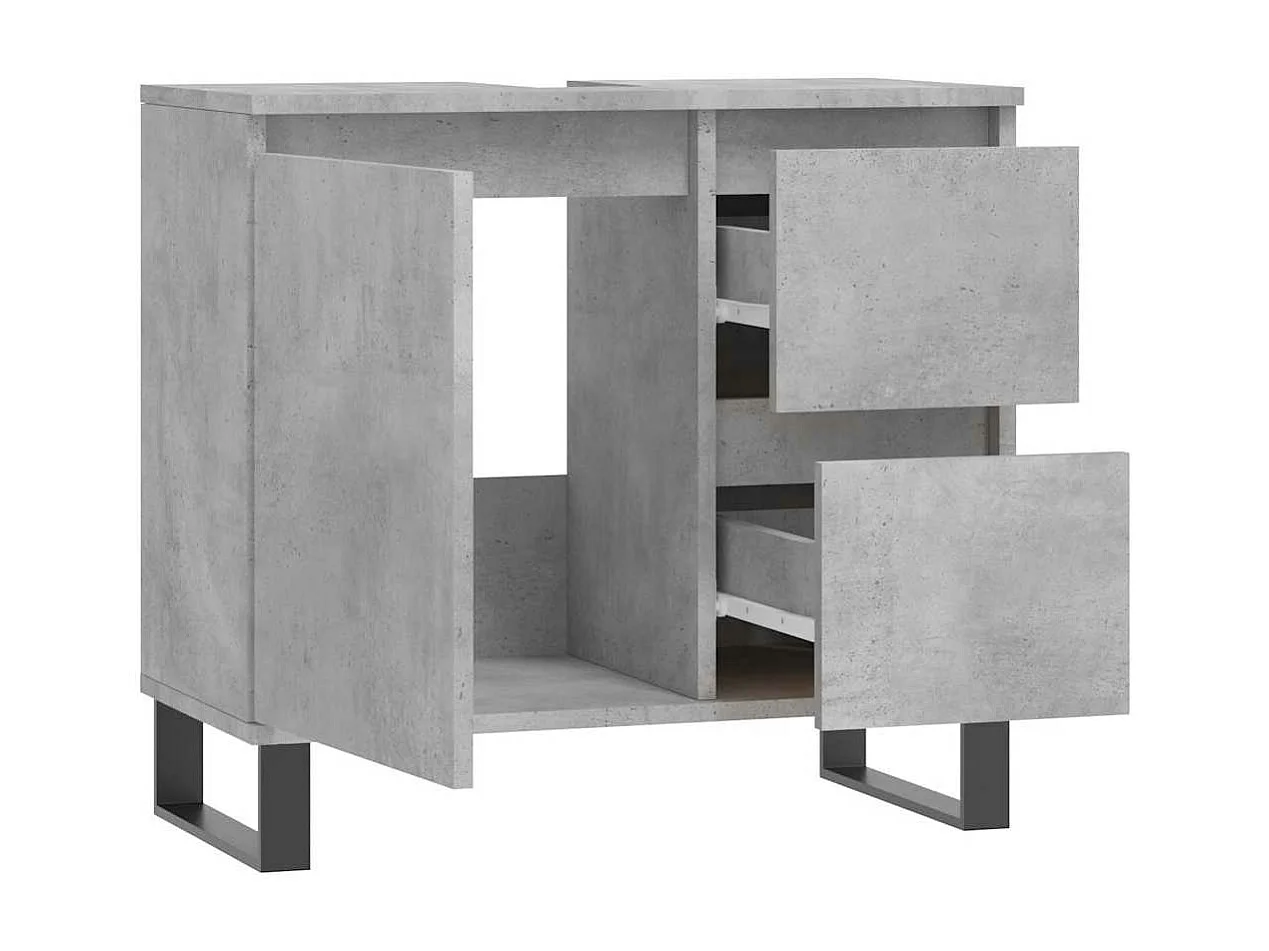 Badschrank Betongrau 65x33x60 cm Holzwerkstoff