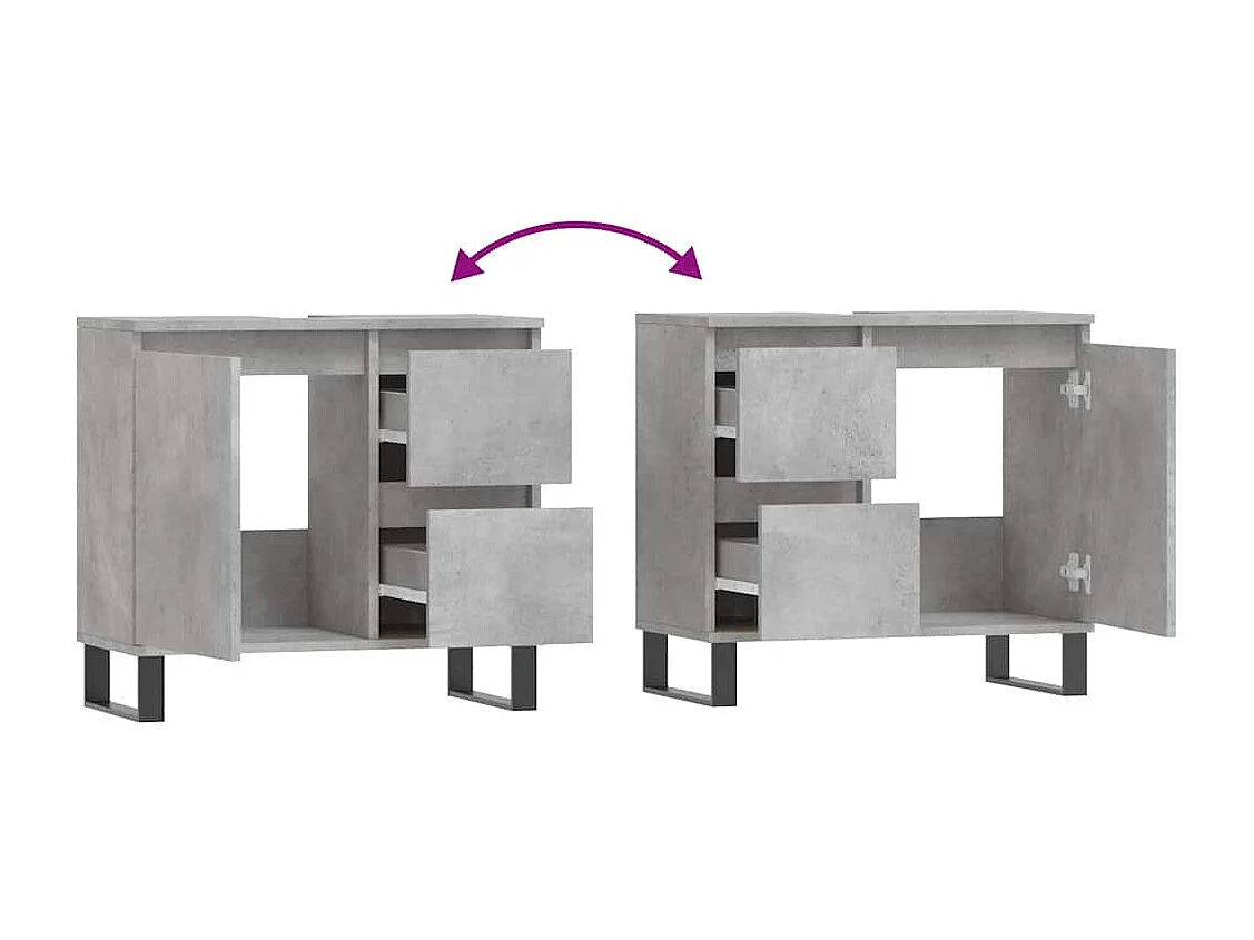 Badschrank Betongrau 65x33x60 cm Holzwerkstoff