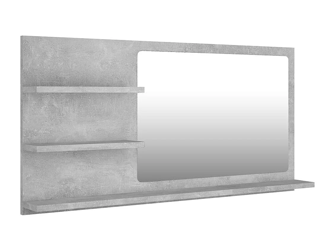 Specchio da Bagno Grigio Cemento 90x10,5x45cm Legno Multistrato