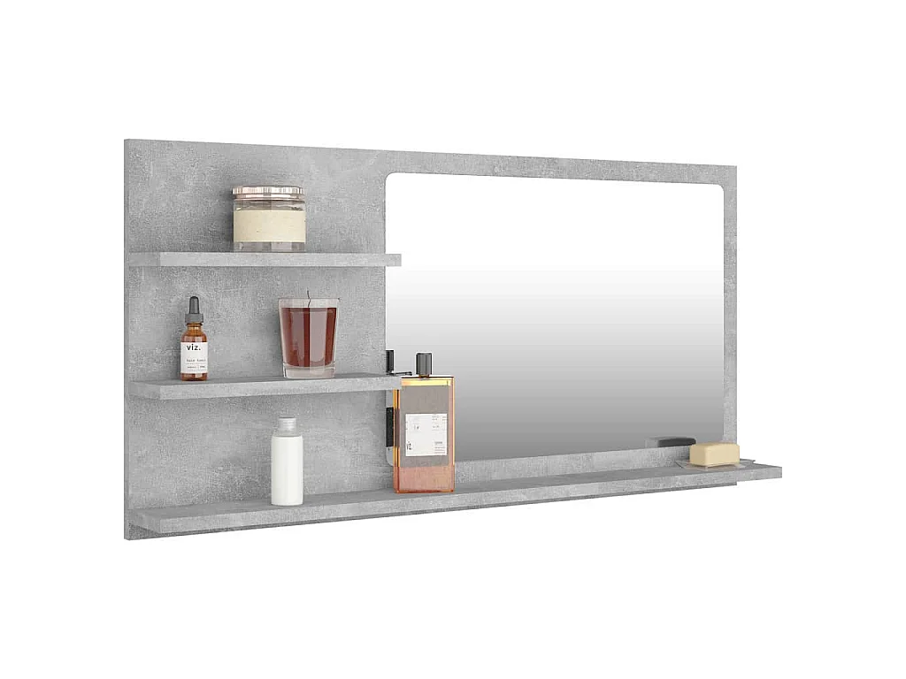 Specchio da Bagno Grigio Cemento 90x10,5x45cm Legno Multistrato