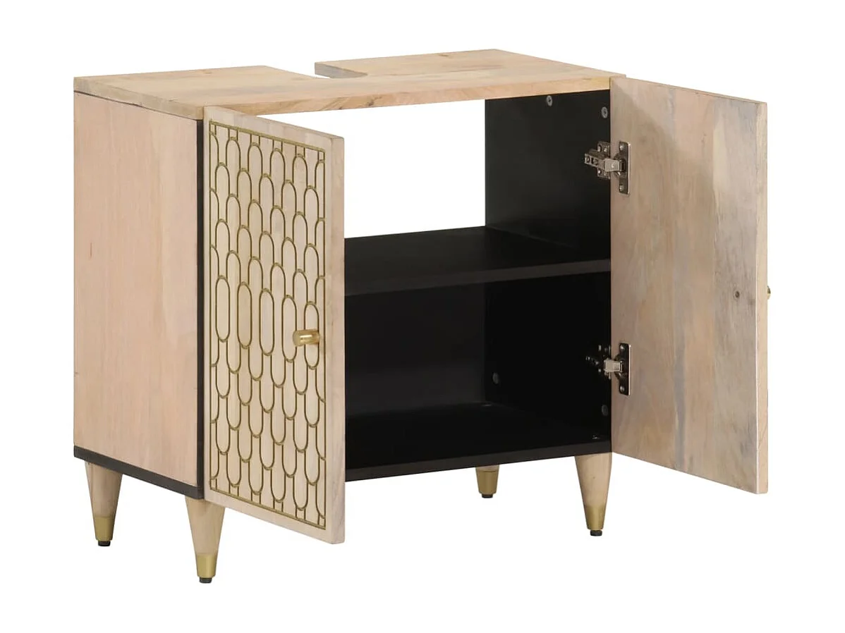 Mobile Lavabo da Bagno 62x33x58cm in Legno Massello di Mango