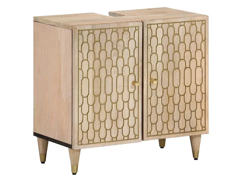 Mobile Lavabo da Bagno 62x33x58cm in Legno Massello di Mango