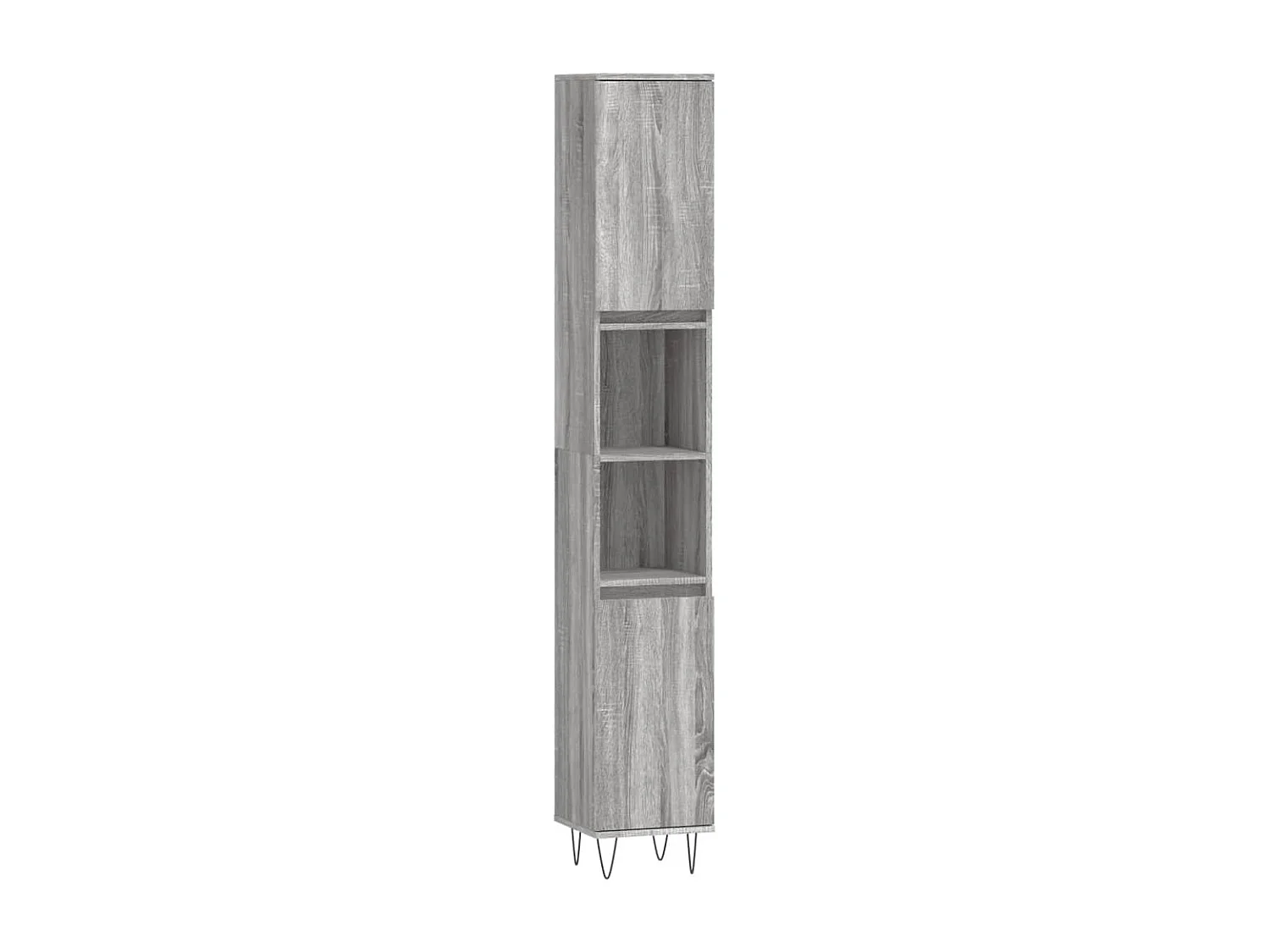 Badkamerkast 30x30x190 cm bewerkt hout grijs sonoma eikenkleur