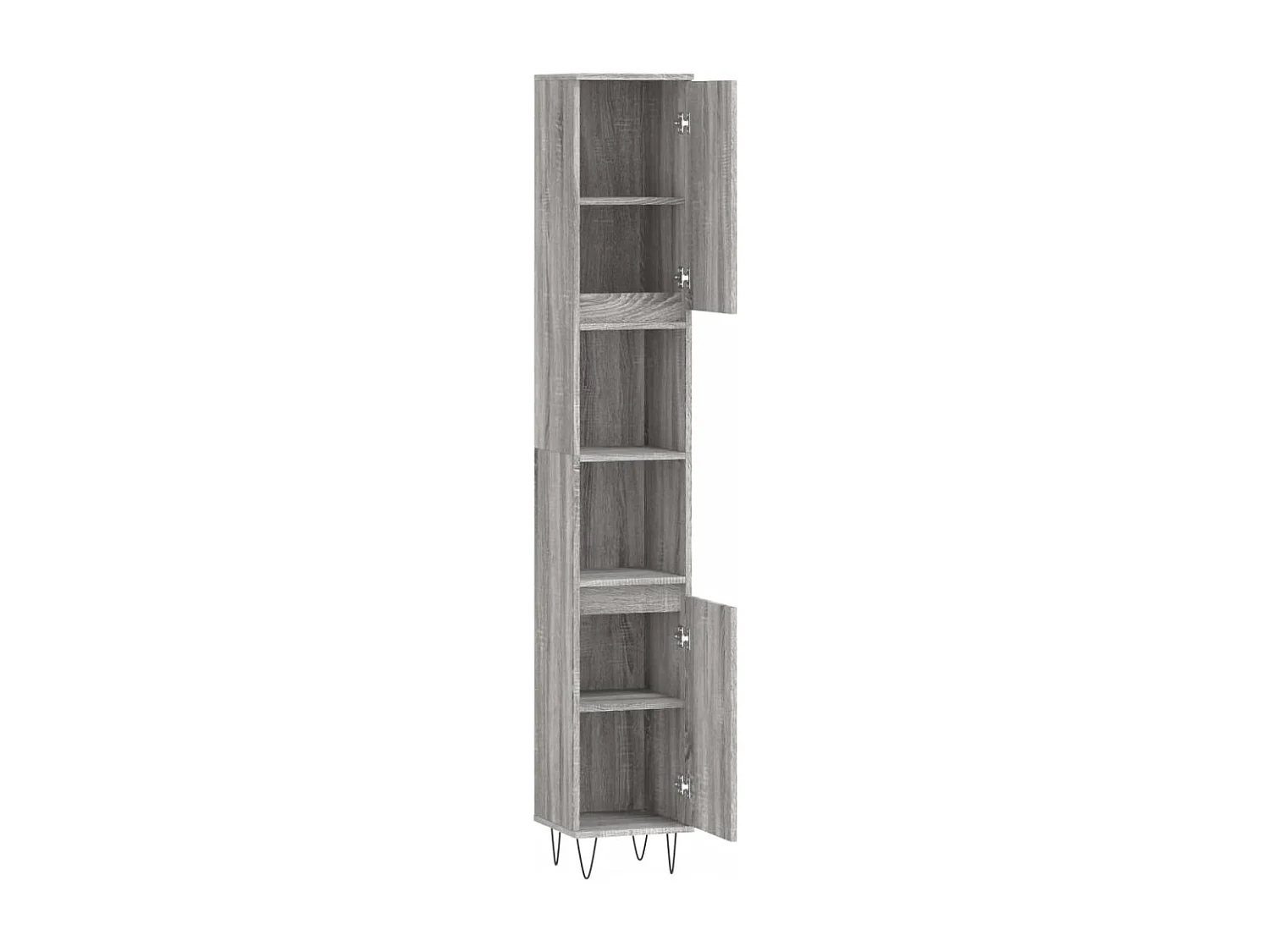 Badkamerkast 30x30x190 cm bewerkt hout grijs sonoma eikenkleur