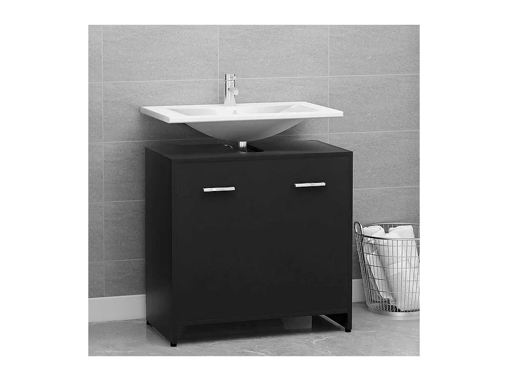 Armoire de salle de bain noir 60x33x61 cm Bois d'ingénierie