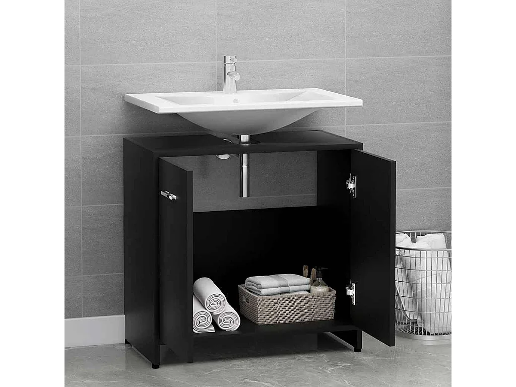 Badezimmerschrank Schwarz 60x33x61 cm Holzwerkstoff