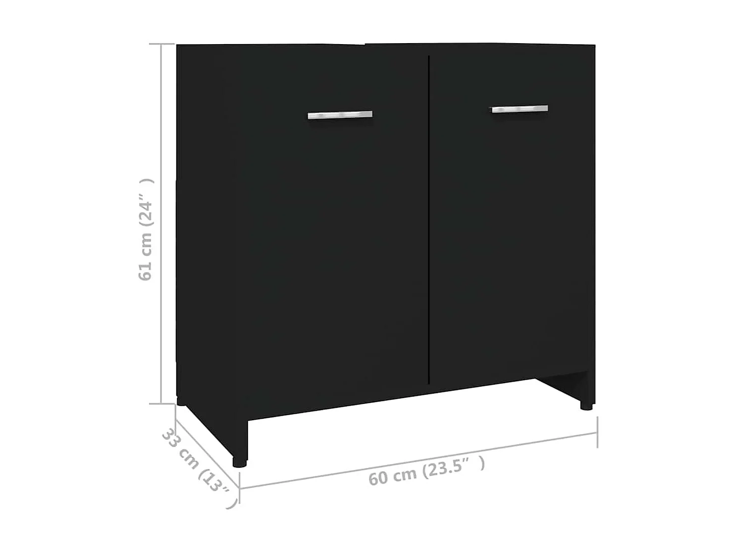 Badezimmerschrank Schwarz 60x33x61 cm Holzwerkstoff
