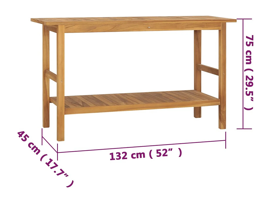 Meuble de salle de bain Bois de teck solide 132x45x75 cm