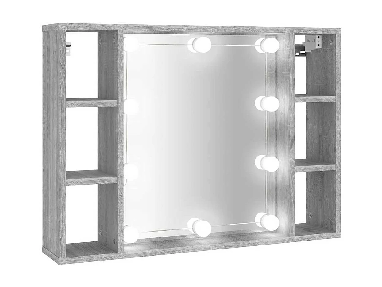 Spiegelkast met LED-verlichting 76x15x55 cm grijs sonoma eiken