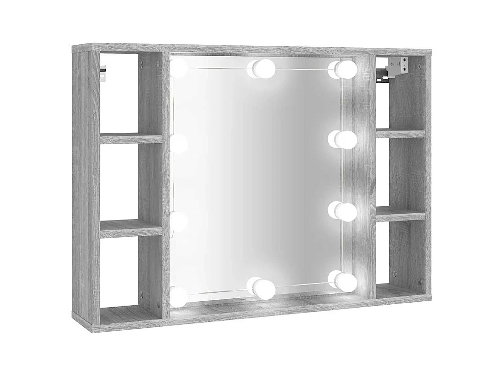 Armoire à miroir avec LED Sonoma gris 76x15x55 cm
