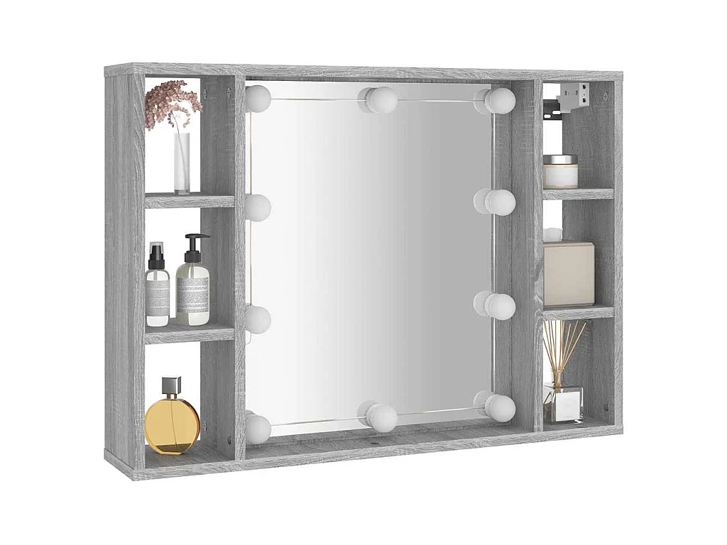 Armoire à miroir avec LED Sonoma gris 76x15x55 cm