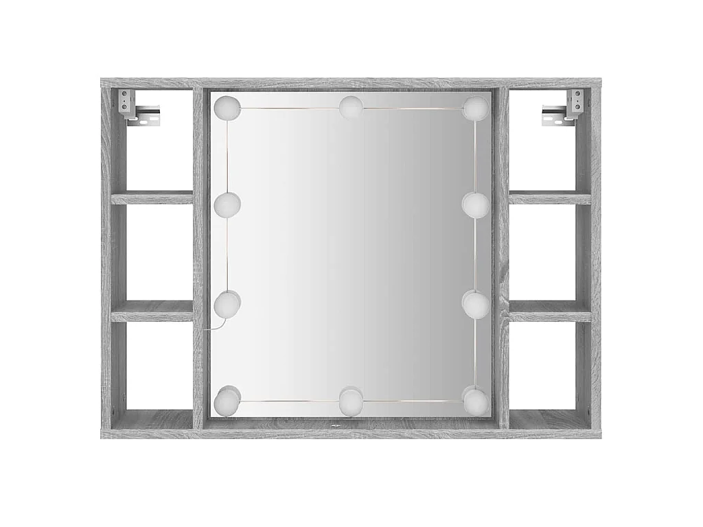 Armoire à miroir avec LED Sonoma gris 76x15x55 cm