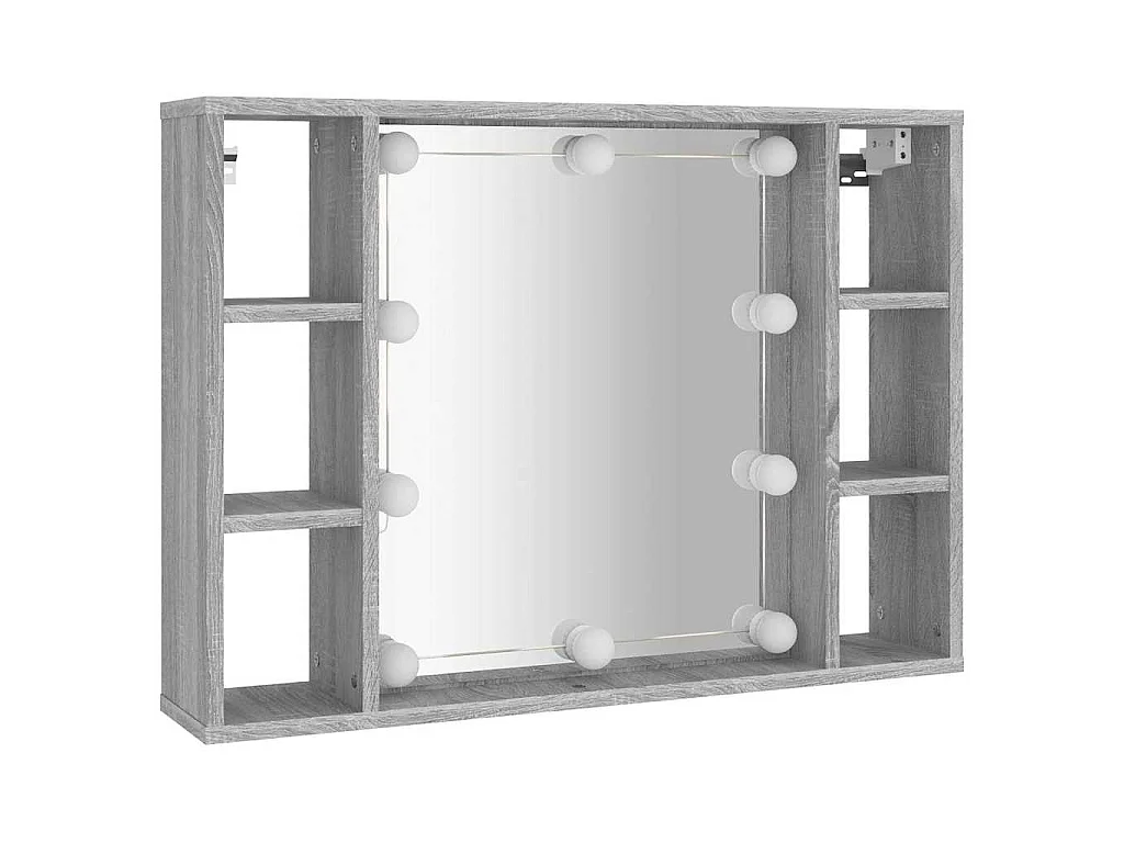 Armoire à miroir avec LED Sonoma gris 76x15x55 cm