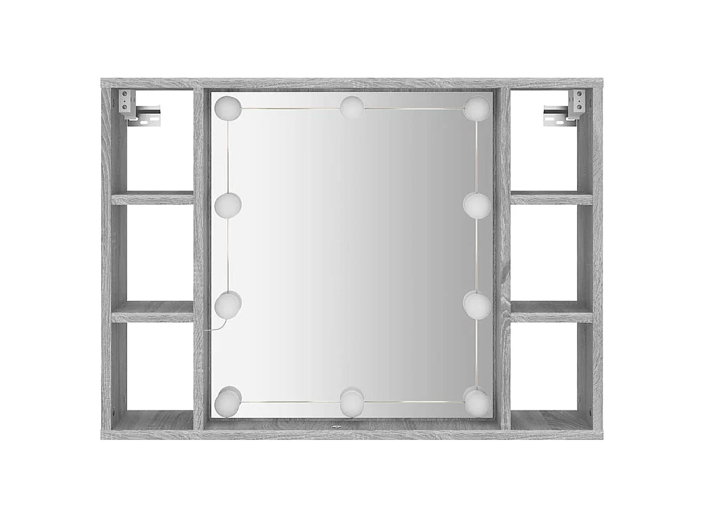 Armoire à miroir avec LED Sonoma gris 76x15x55 cm