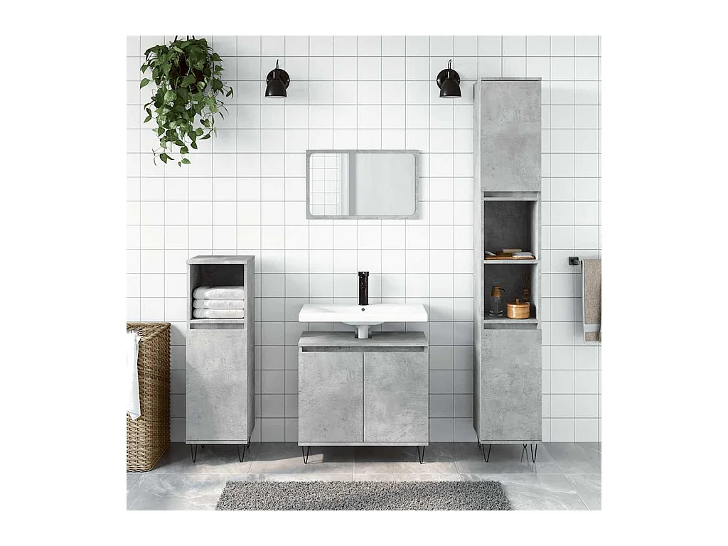 Badschrank Betongrau 58 x 33 x 60 cm Holzwerkstoff