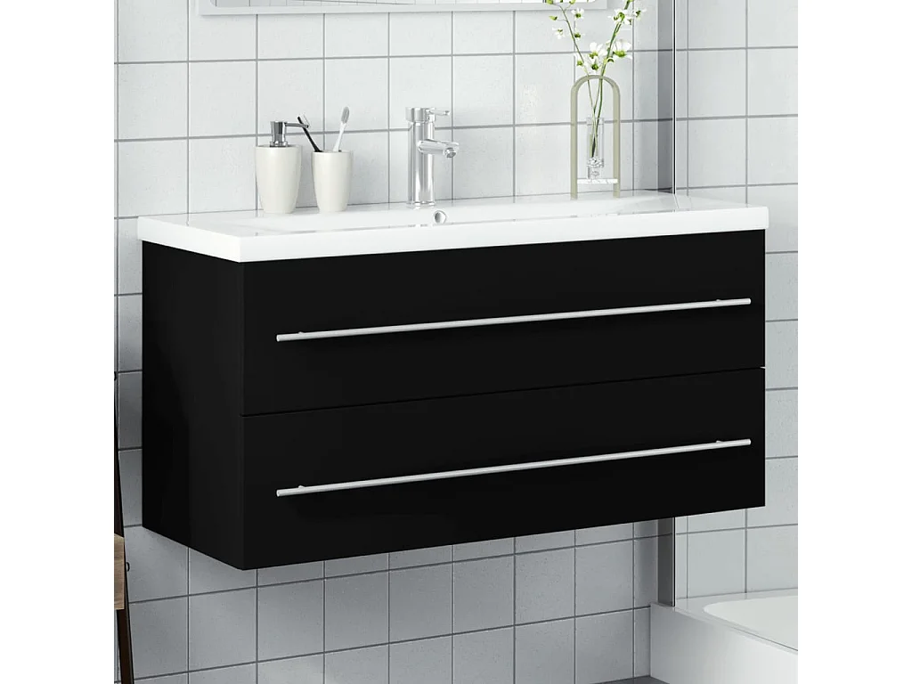 Mobile da Bagno con Lavabo Integrato Nero