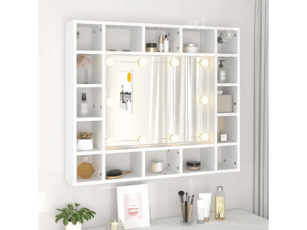 Spiegelschrank mit LED Weiß 91x15x76,5 cm