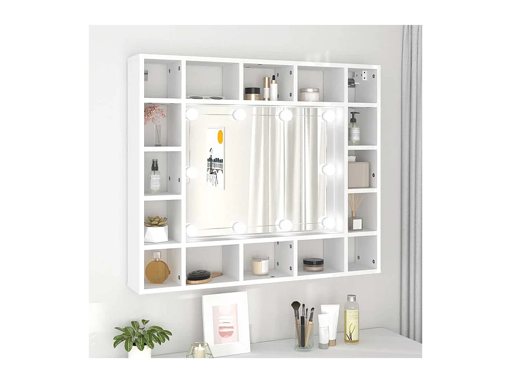 Armoire de miroir avec LED Blanc 91x15x76,5 cm