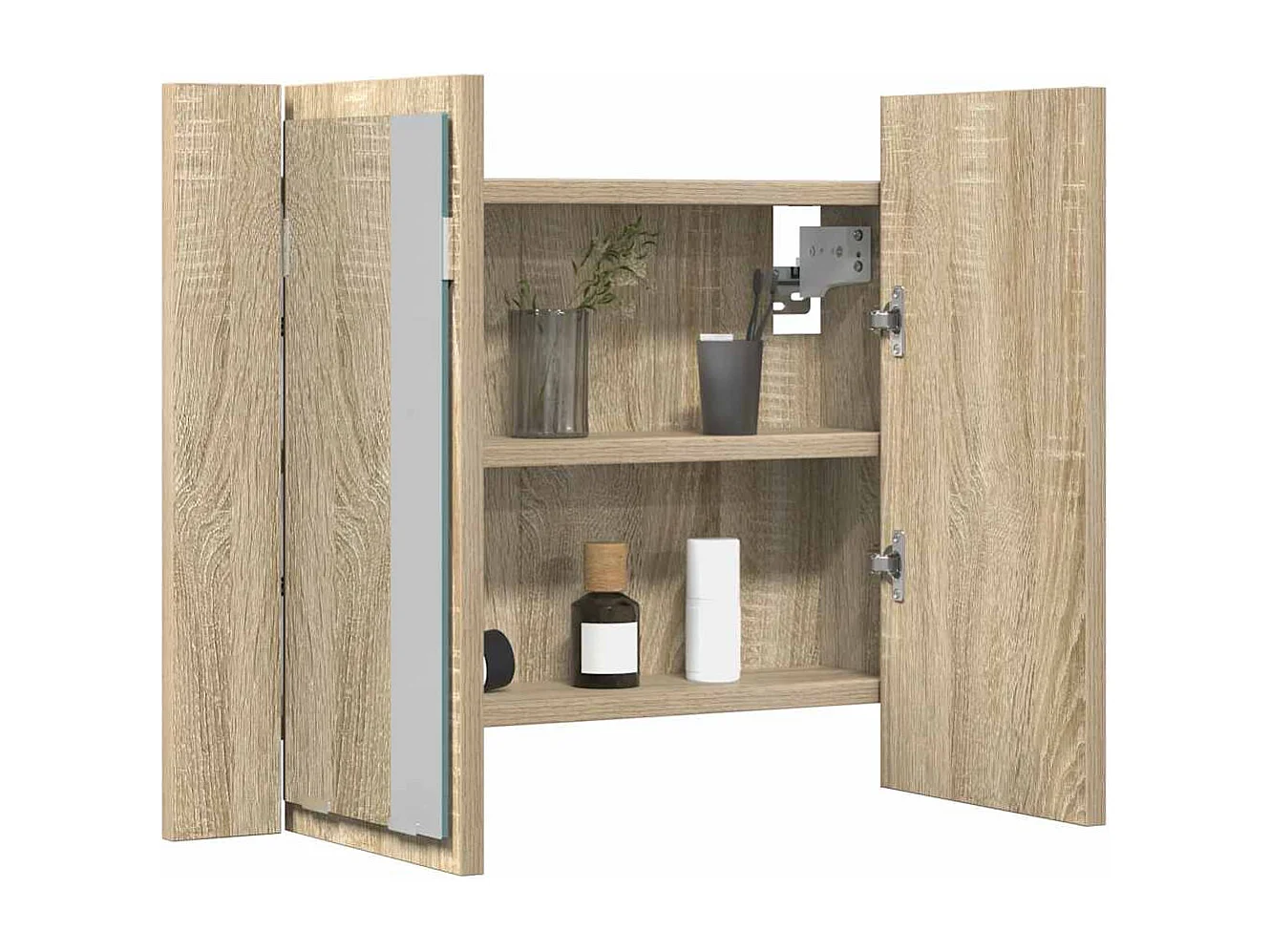 Badkamerkast met spiegel LED 60x12x45 acryl sonoma eikenkleurig