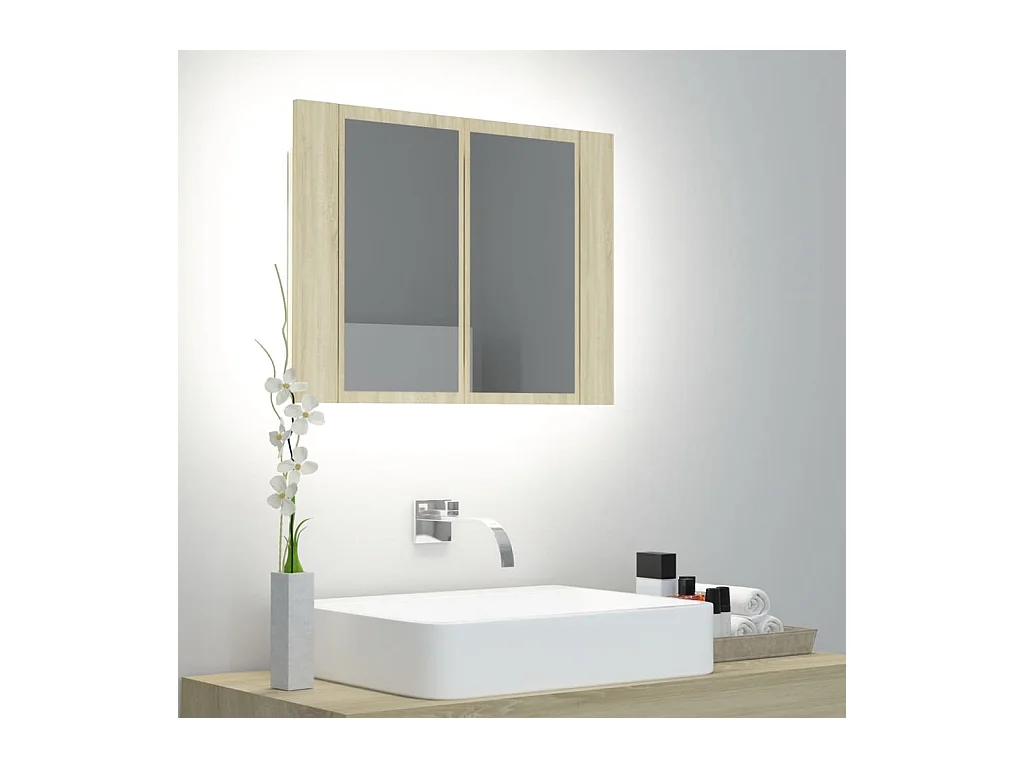 Armoire à miroir à LED de bain Chêne sonoma 60x12x45 Acrylique