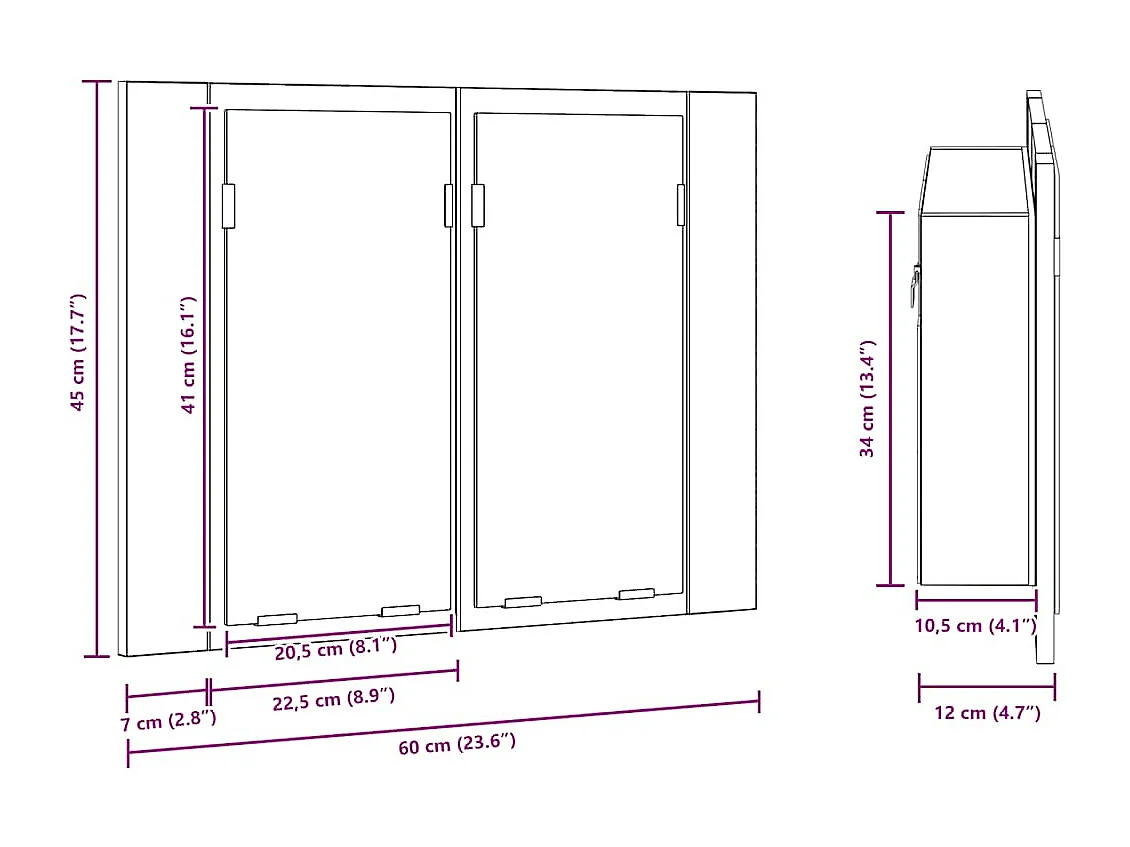 Armoire à miroir à LED de bain Chêne sonoma 60x12x45 Acrylique