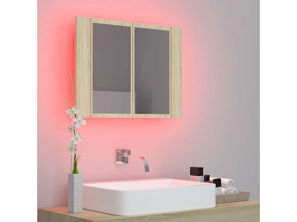 Armoire à miroir à LED de bain Chêne sonoma 60x12x45 Acrylique