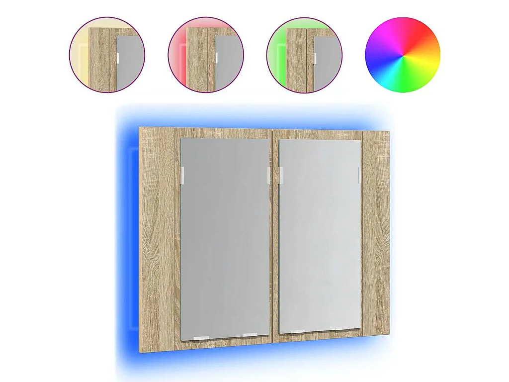 Armoire à miroir à LED de bain Chêne sonoma 60x12x45 Acrylique