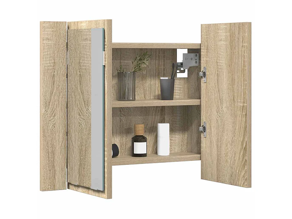 Armoire à miroir à LED de bain Chêne sonoma 60x12x45 Acrylique