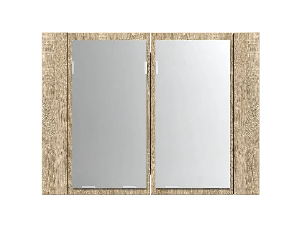 Armadietto a Specchio con Luci LED Rovere Sonoma in Acrilico